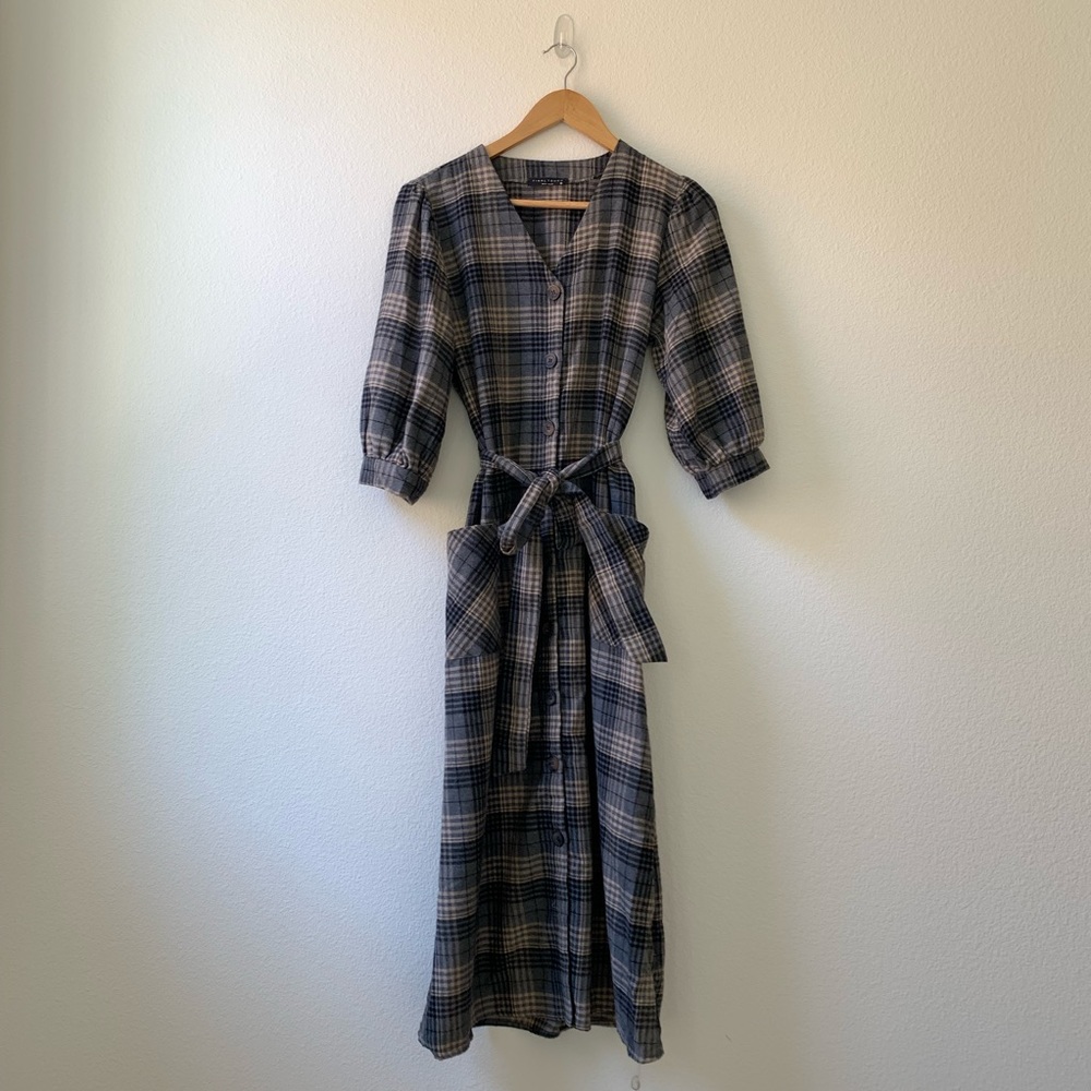 Balloon Sleeve Midi Dress